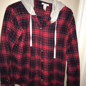 hooded Flannel Shirt